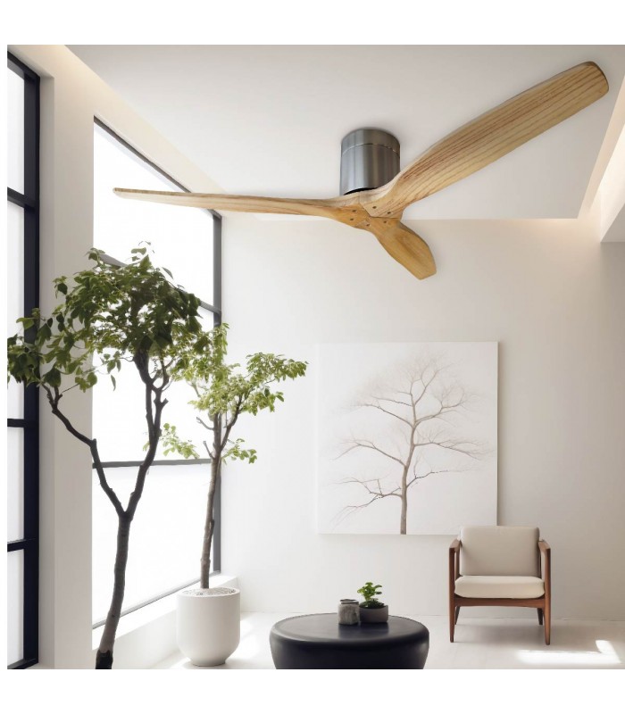 Ventilador Mucari Níquel DC 3 Aspas Haya Sin Luz 132D