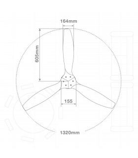 Ventilador Mucari Blanco DC 3 Aspas Haya Sin Luz 132D