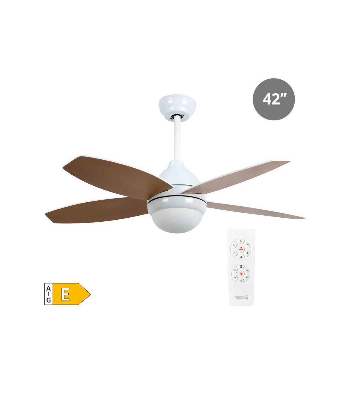 Ventilador Muna Blanco AC 15W 1534Lm 4 Aspas Blanco/Haya CCT