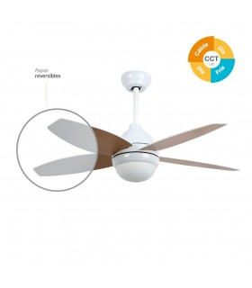 Ventilador Muna Blanco AC 15W 1534Lm 4 Aspas Blanco/Haya CCT