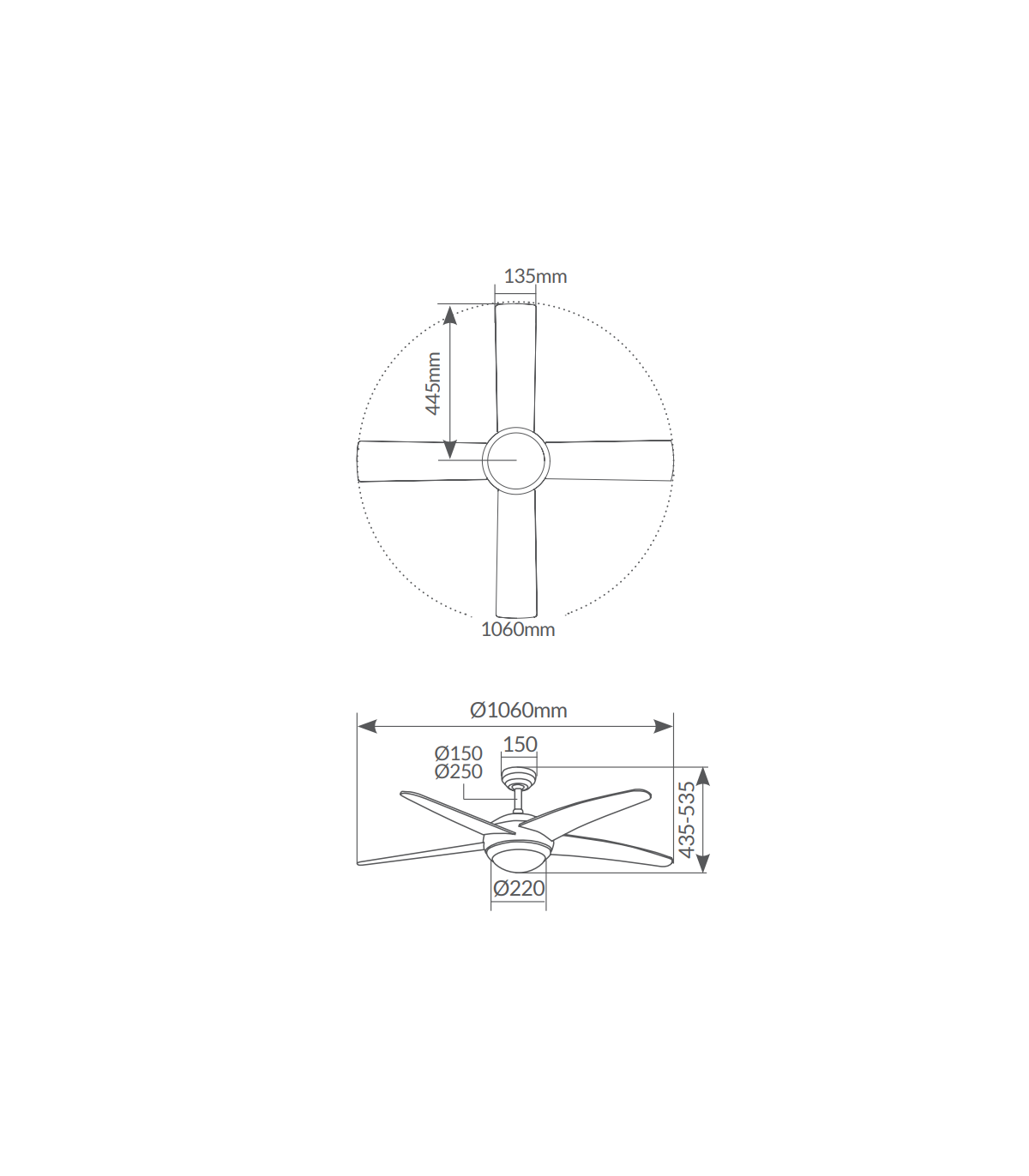 Ventilador Muna Blanco AC 15W 1534Lm 4 Aspas Blanco/Haya CCT