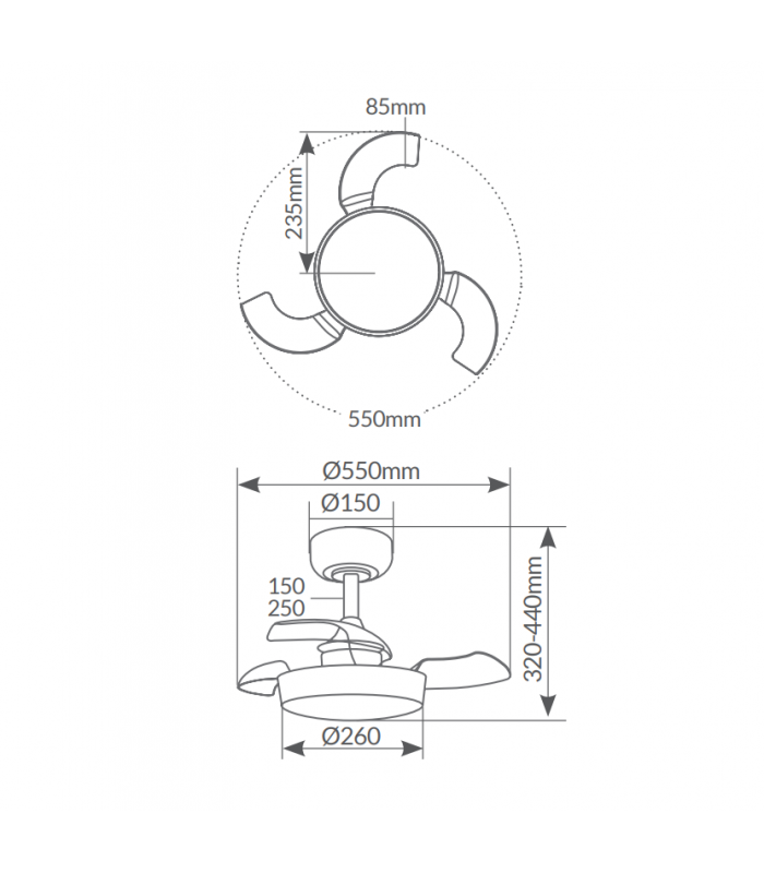 Ventilador Nacala Blanco DC 24W 32948Lm 3 Aspas CCT