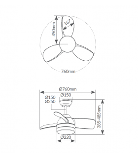Ventilador Namuno Blanco DC 15W 1534Lm 3 Aspas Haya CCT