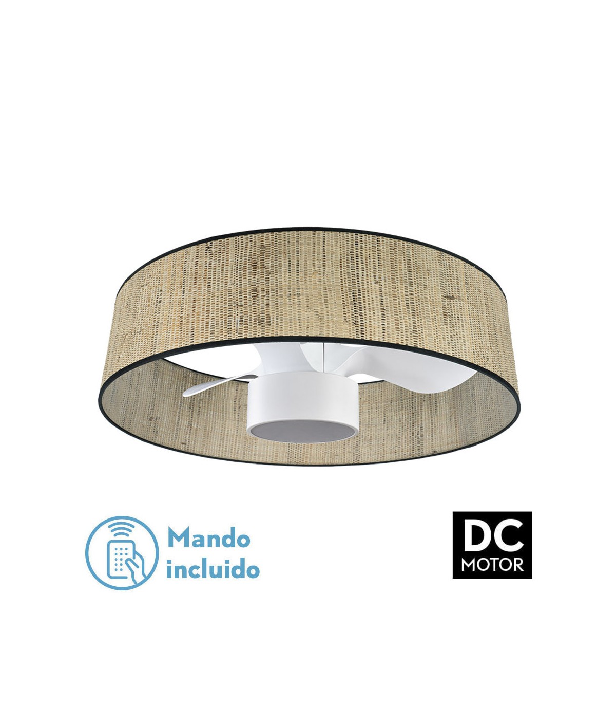 Ventilador Natasha 70D Cañizo-Blanco DC 24W 2390Lm 3 Aspas CCT