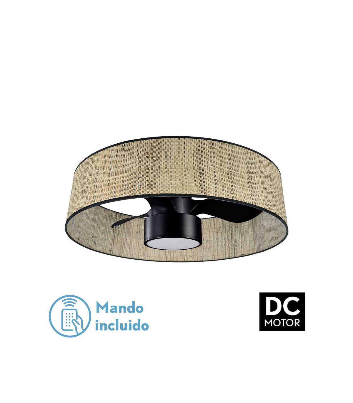 Ventilador Natasha 70D Cañizo-Negro DC 24W 2390Lm 3 Aspas CCT