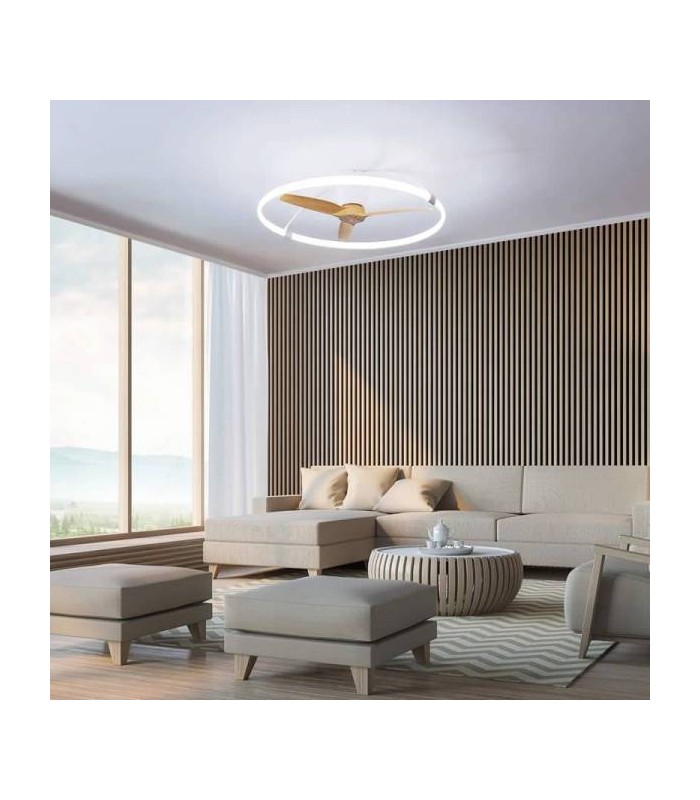 Ventilador Nepal Blanco/Haya APP DC 75W 10000Lm 3 Aspas CCT