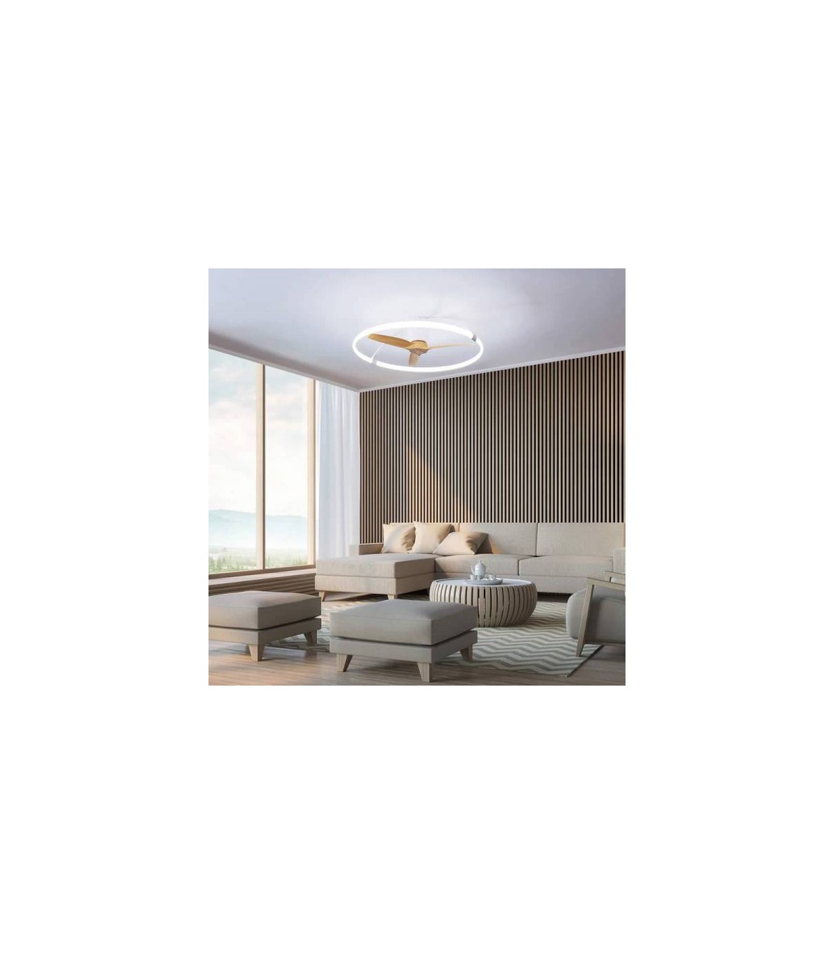 Ventilador Nepal Blanco/Haya APP DC 75W 10000Lm 3 Aspas CCT