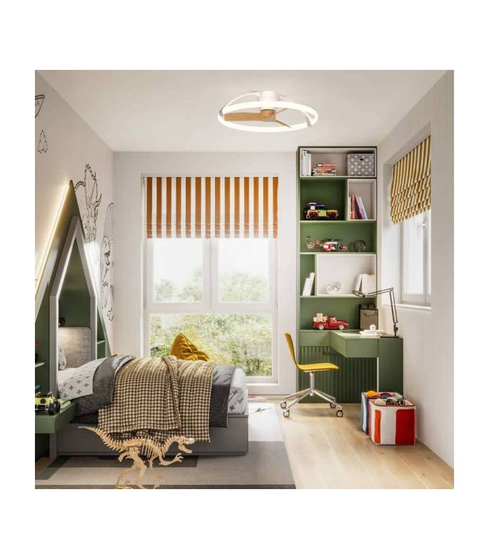Ventilador Nepal Mini Blanco/Haya DC 55W 7200Lm 3 Aspas CCT