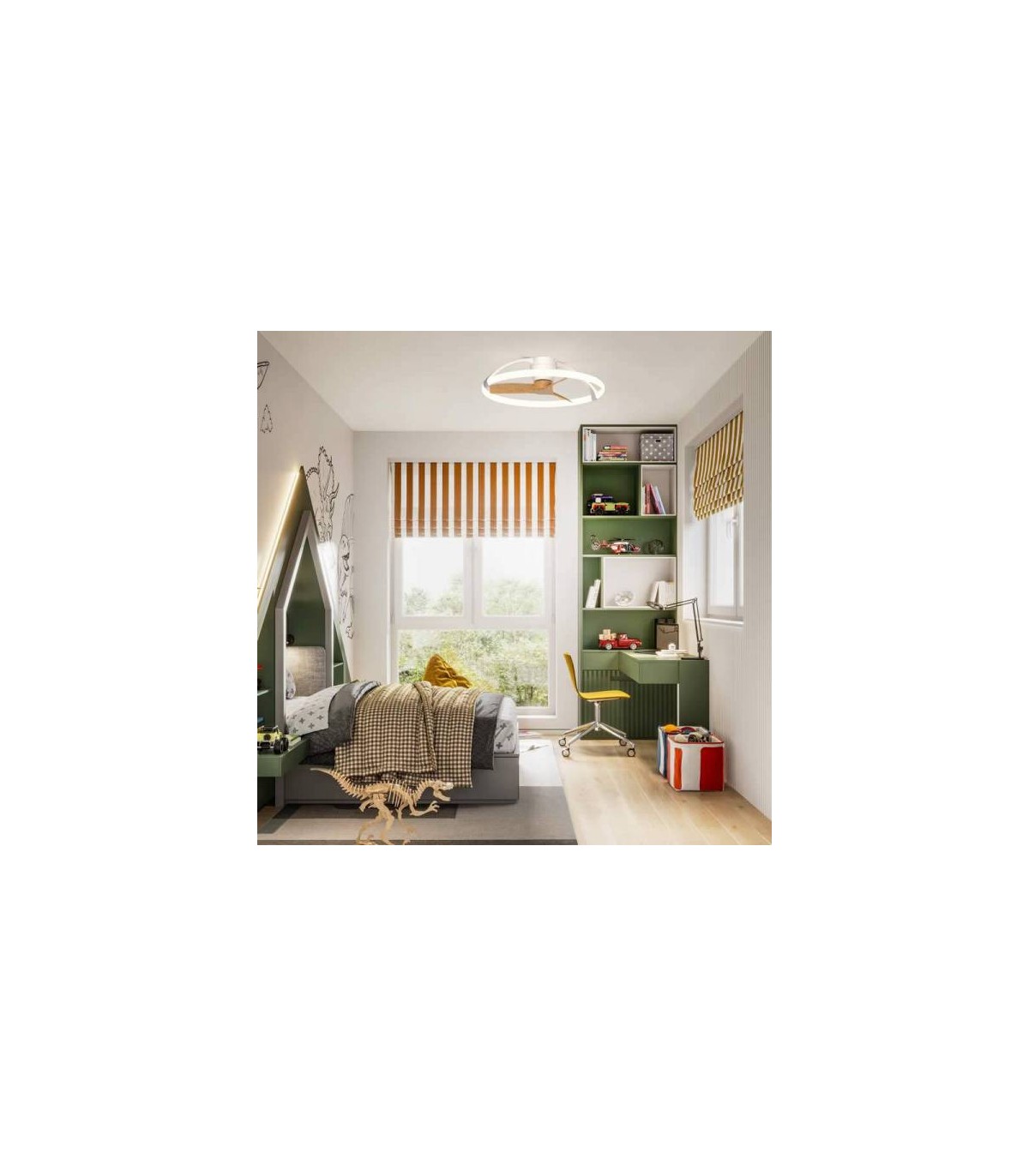 Ventilador Nepal Mini Blanco/Haya DC 55W 7200Lm 3 Aspas CCT