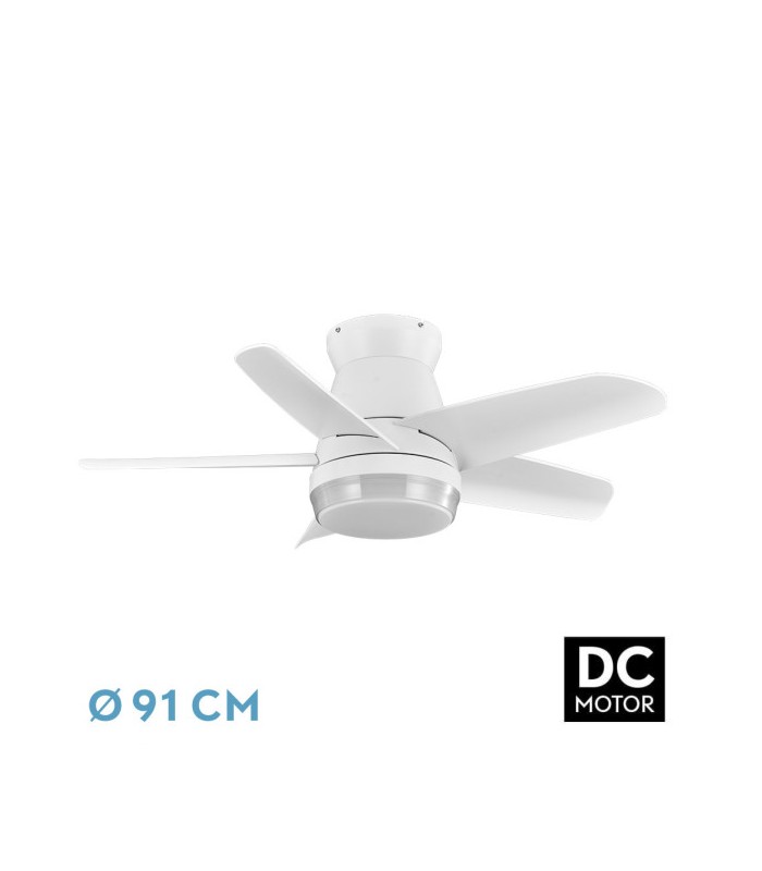 Ventilador de Techo NEUTRON Blanco DC 24W 2400Lm 5 Aspas Blanco CCT