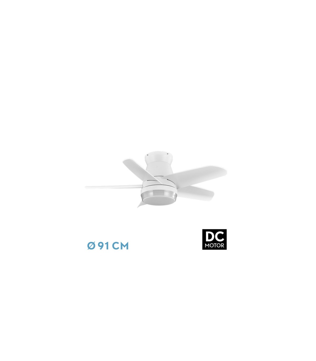 Ventilador de Techo NEUTRON Blanco DC 24W 2400Lm 5 Aspas Blanco CCT
