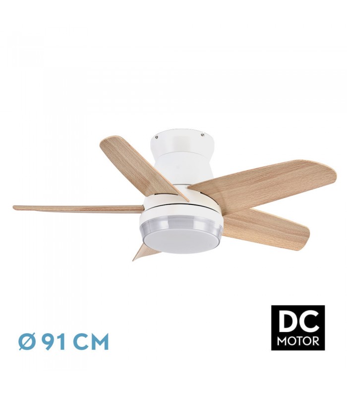 Ventilador de Techo NEUTRON Blanco DC 24W 2400Lm 5 Aspas Haya CCT