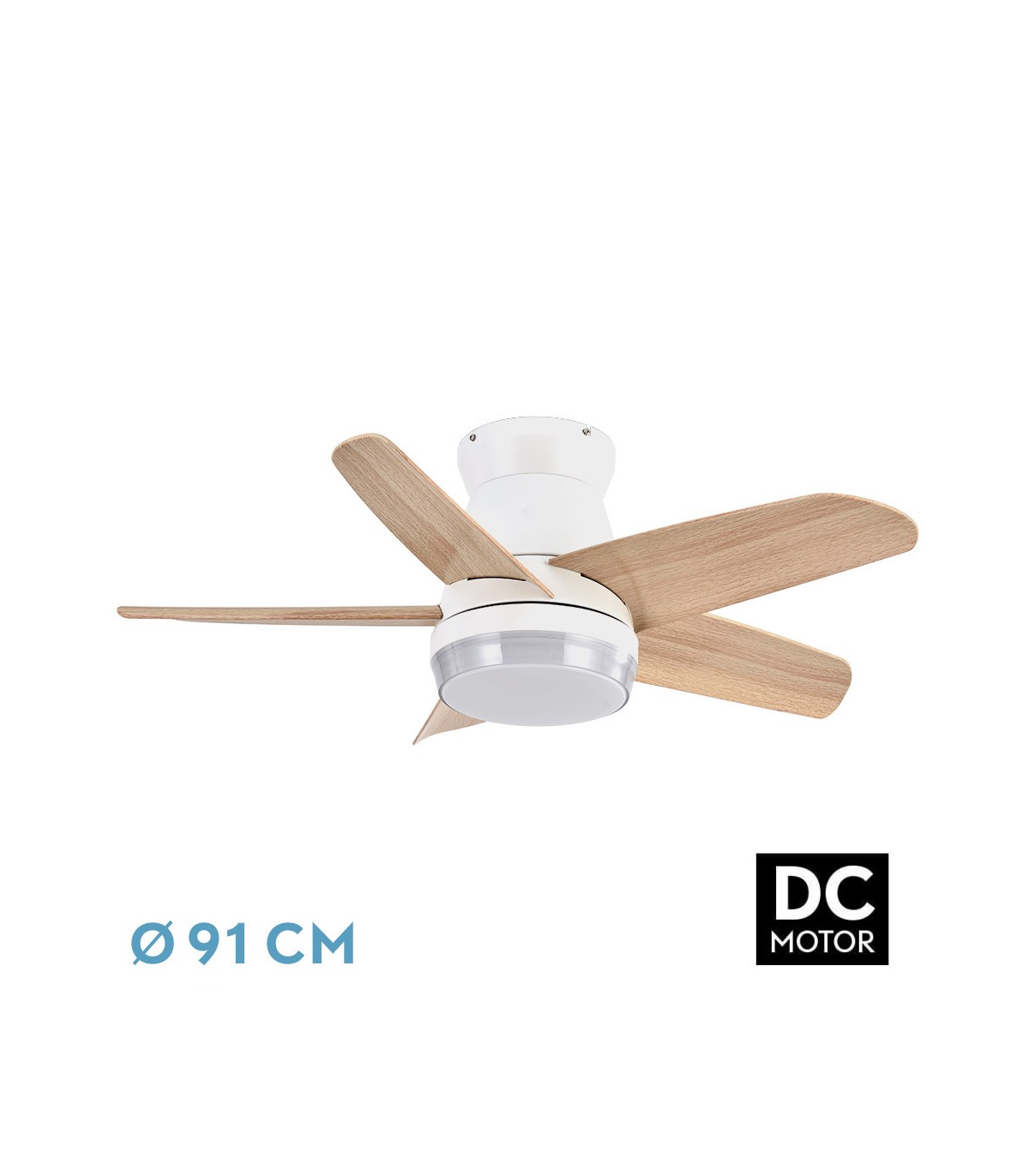 Ventilador de Techo NEUTRON Blanco DC 24W 2400Lm 5 Aspas Haya CCT