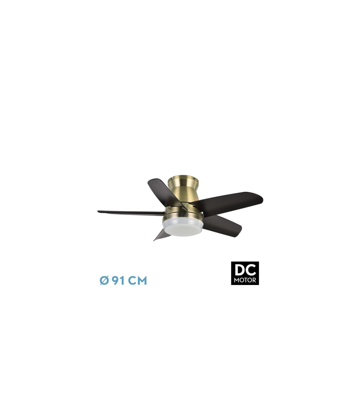 Ventilador de Techo NEUTRON Cuero DC 24W 2400Lm 5 Aspas Negro CCT