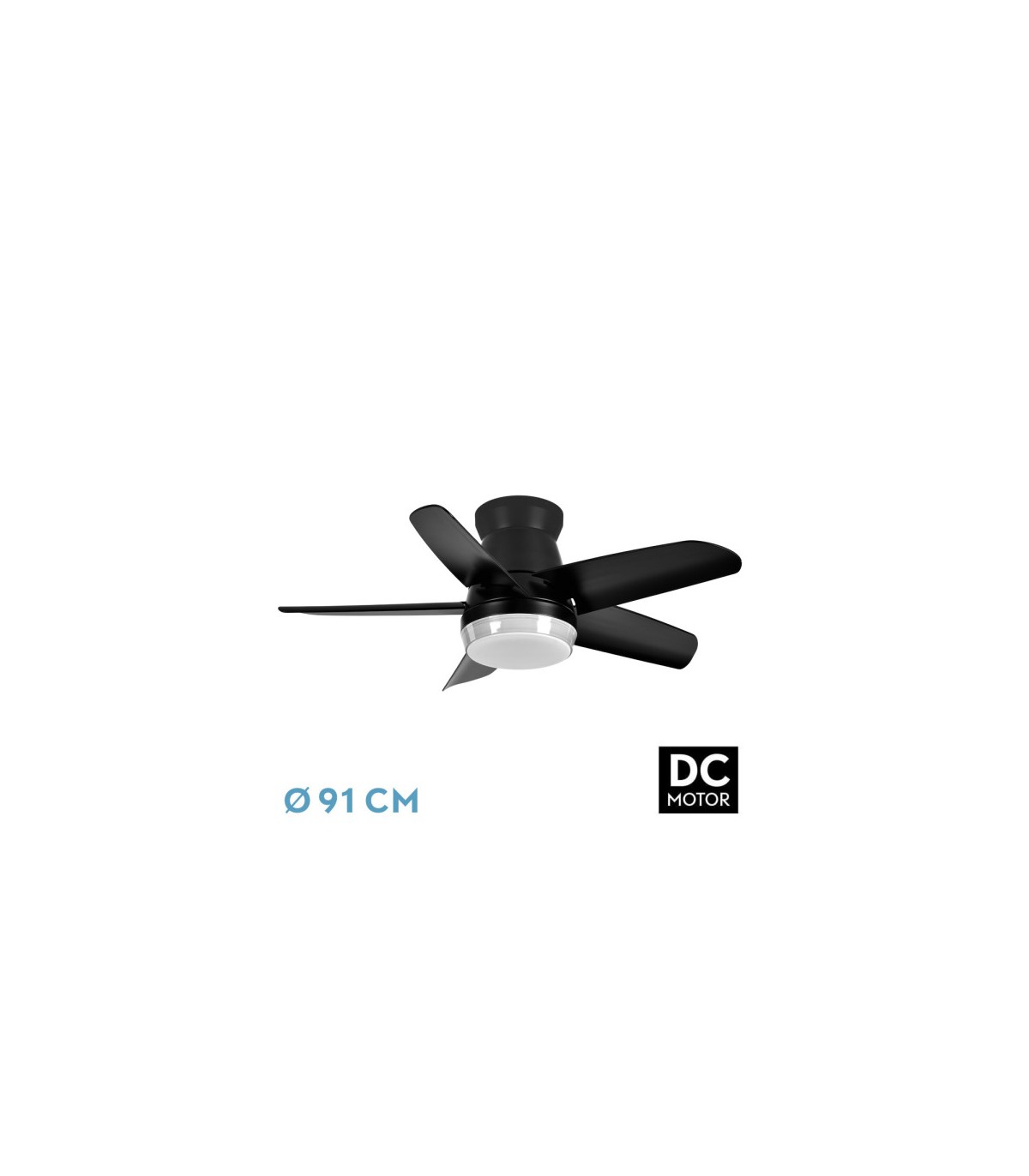 Ventilador de Techo NEUTRON Negro DC 24W 2400Lm 5 Aspas Negro CCT