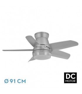 Ventilador de Techo NEUTRON Plata DC 24W 2400Lm 5 Aspas Plata CCT