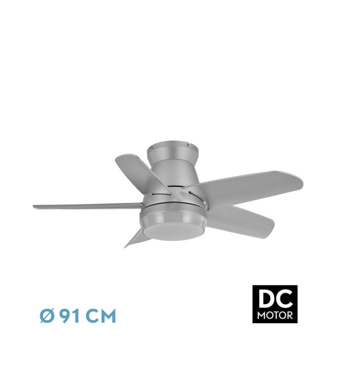 Ventilador de Techo NEUTRON Plata DC 24W 2400Lm 5 Aspas Plata CCT