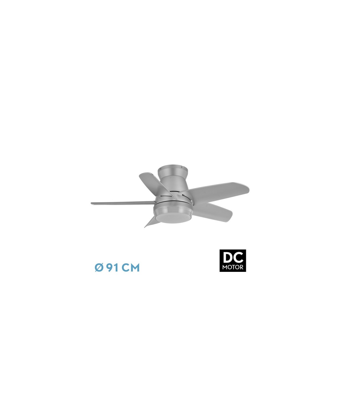 Ventilador de Techo NEUTRON Plata DC 24W 2400Lm 5 Aspas Plata CCT