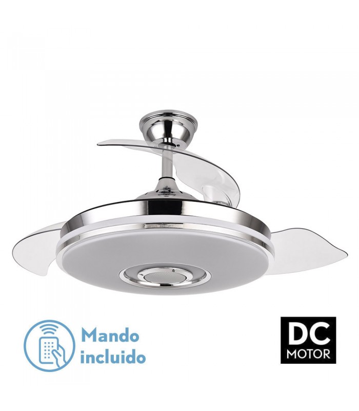 Ventilador de Techo Noto Cromo DC 72W 6120Lm 3 Aspas CCT+RGB Altavoz