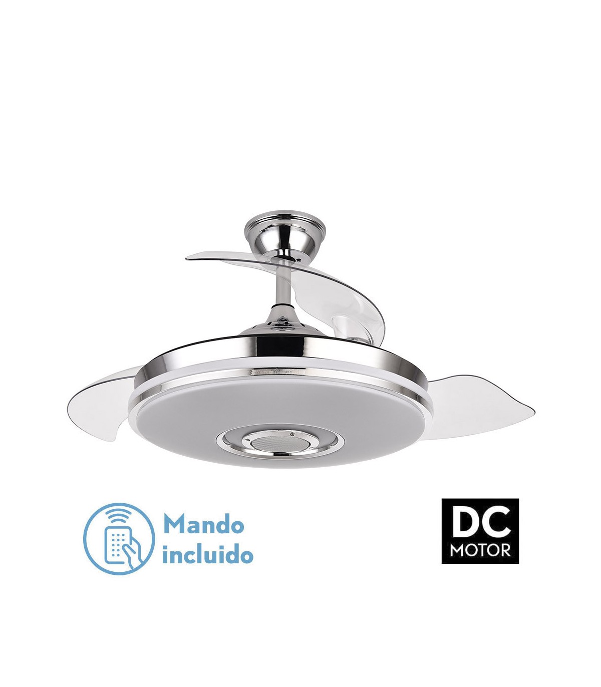 Ventilador de Techo Noto Cromo DC 72W 6120Lm 3 Aspas CCT+RGB Altavoz