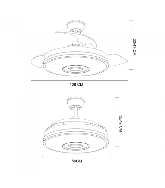 Ventilador de Techo Noto Cromo DC 72W 6120Lm 3 Aspas CCT+RGB Altavoz