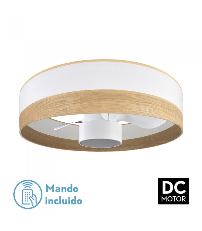 Ventilador Olga 70D Madera Clara-Blanco DC 24W 2390Lm 3 Aspas CCT