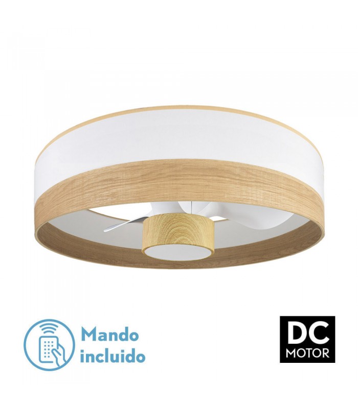 Ventilador Olga 70D Madera Clara-Blanco/Haya DC 24W 2390Lm 3 Aspas CCT