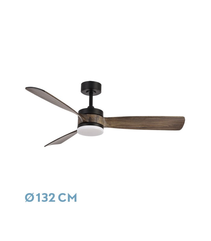 Ventilador de Techo ORIENTE DC Negro 26W 2950Lm 3 Aspas Roble CCT