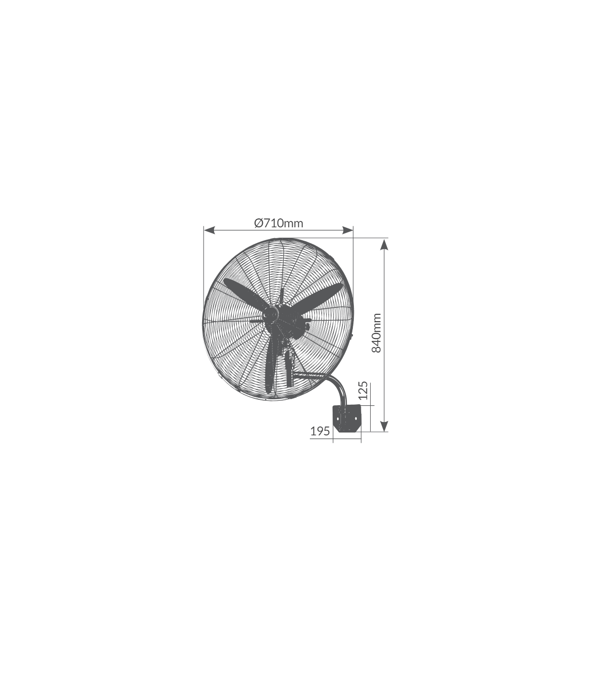 Ventilador de Pared Metálico Thuwa 200W 71cm Negro