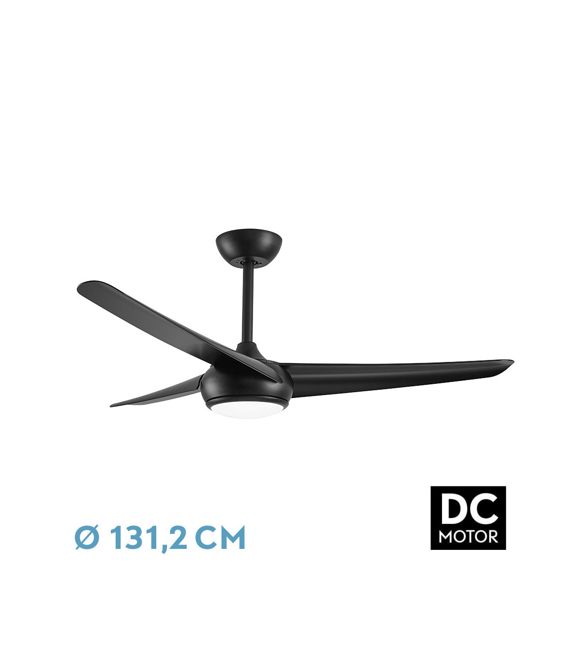 Ventilador de Techo PATRAS Negro DC 24W 2424Lm 3 Aspas CCT