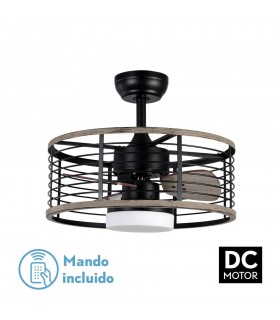Ventilador Pella DC 24W 2540Lm 3 Aspas Negro/Madera CCT