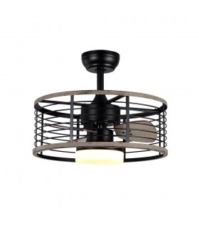 Ventilador Pella DC 24W 2540Lm 3 Aspas Negro/Madera CCT