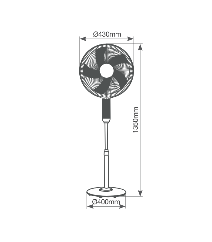 Ventilador de Pie con Mando Theri DC 30W 43cm Negro