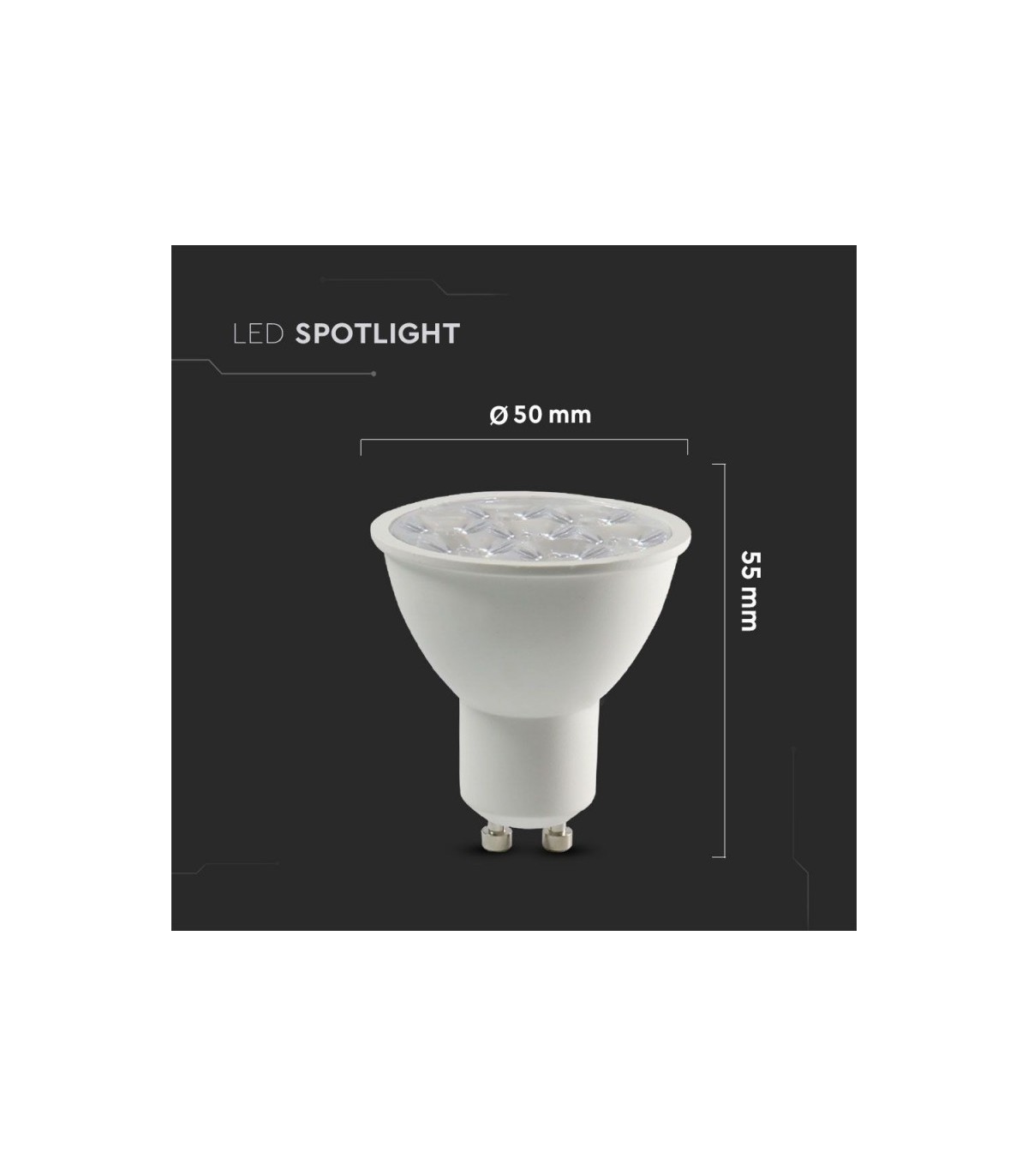 Dicroica GU10 Chip SAMSUNG 6W 500Lm 10º