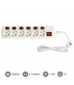 Base Múltiple 6T + 7 Interruptores (3x1.5mm) 1.5m Blanco