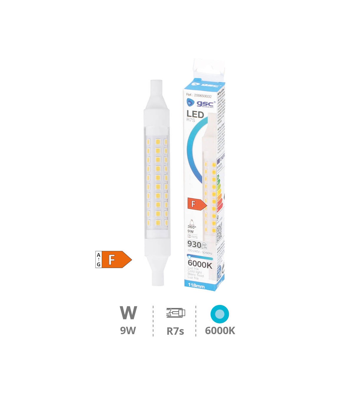 Bombilla Led R7S 9W 118mm 1000LM
