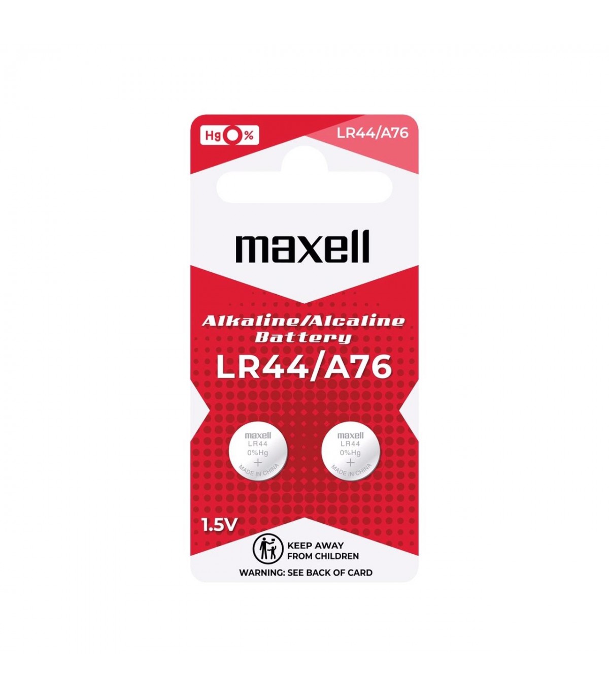 Pila Alkalina Maxell LR44 A76 1.5V Blister 2 uds.