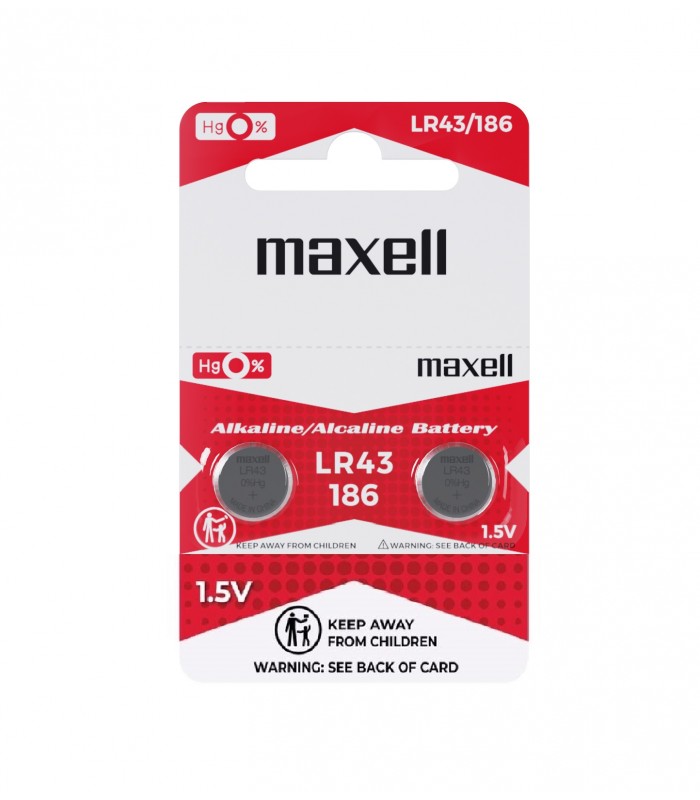 Pila Alkalina Maxell LR43 186 1.5V Blister 2 uds.