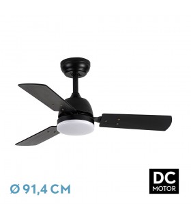 Ventilador de Techo PORTICO Negro DC 20W 2350Lm 3 Aspas Negro/Gris CCT