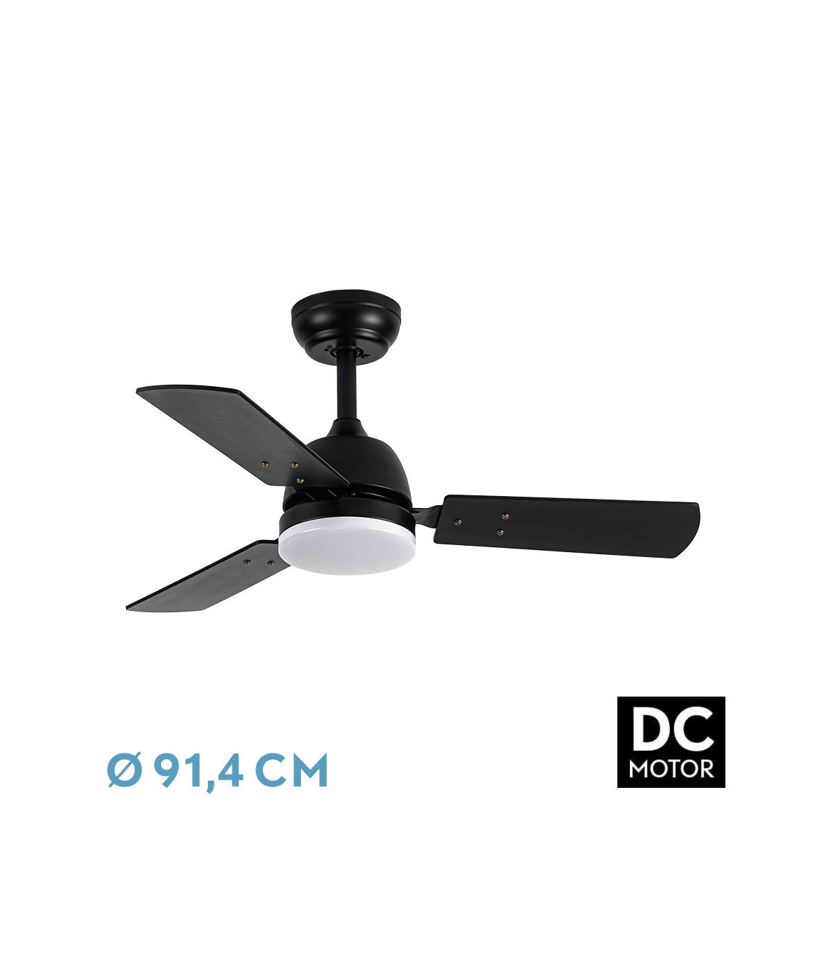 Ventilador de Techo PORTICO Negro DC 20W 2350Lm 3 Aspas Negro/Gris CCT