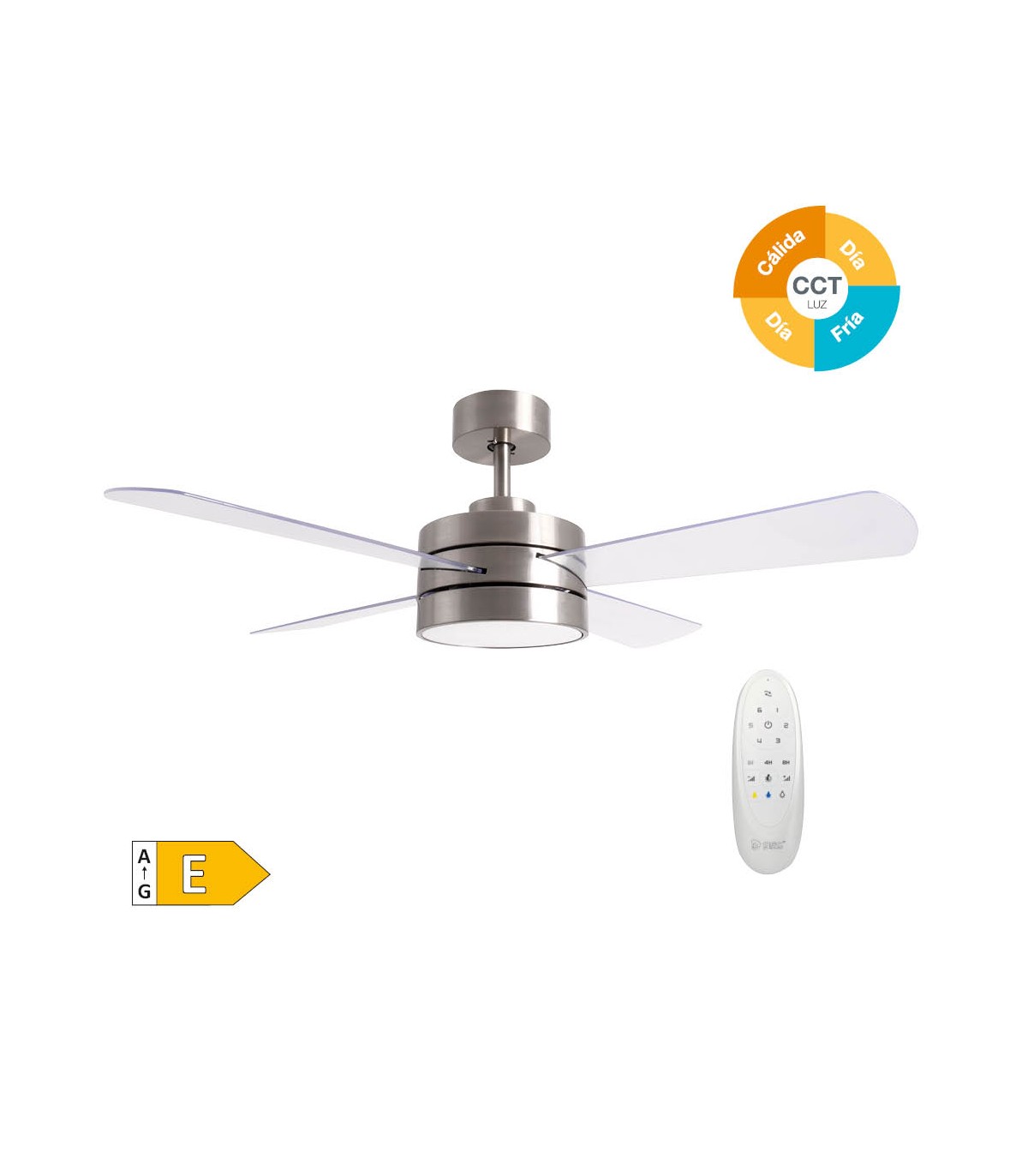 Ventilador Seram Níquel DC 15W 1534Lm 4 Aspas Transparentes CCT