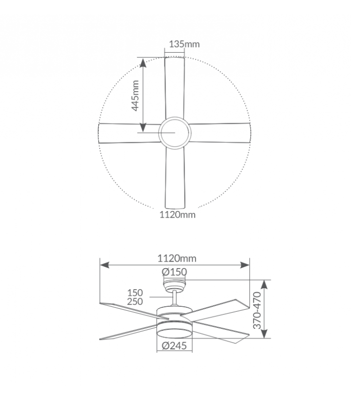 Ventilador Seram Níquel DC 15W 1534Lm 4 Aspas Transparentes CCT