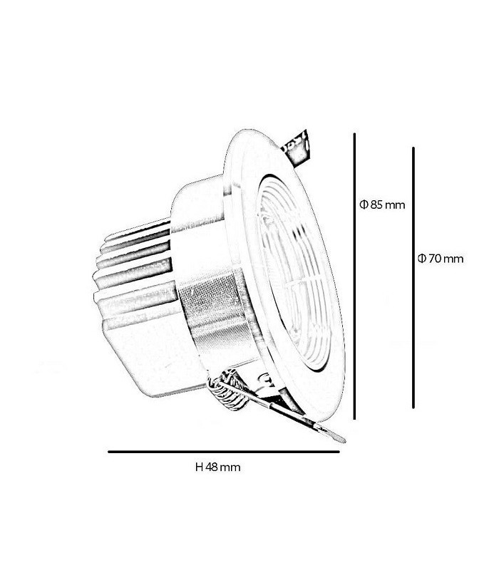 Downlight LED COB 7W 520Lm 45º IP33