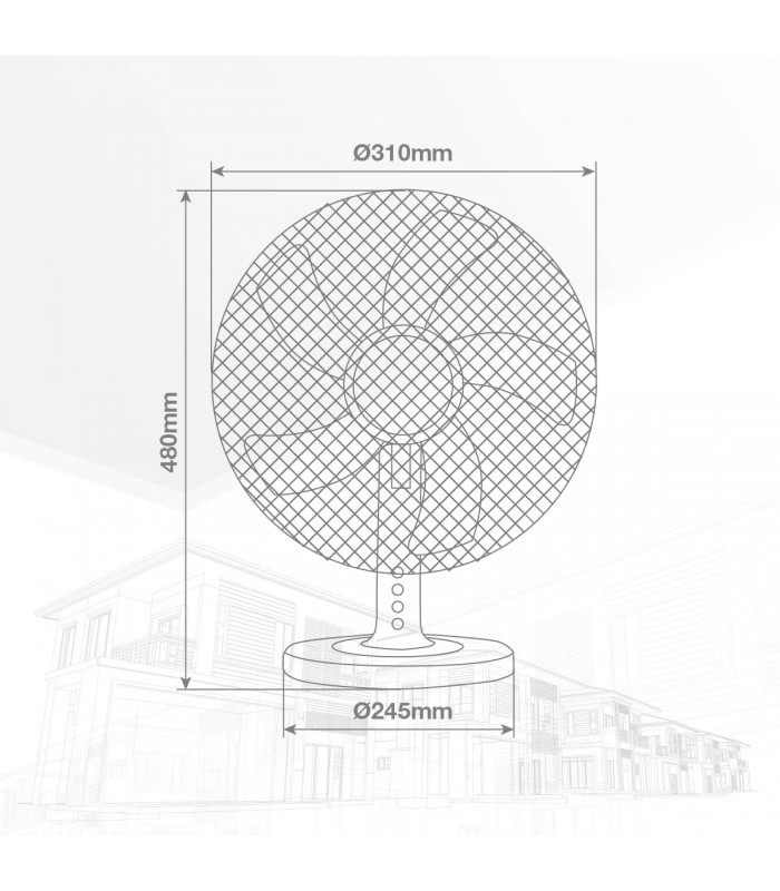 Ventilador de Sobremesa Macomia 35W 31cm Negro