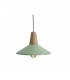 Lampara Colgante Plate E27 1M Madera + Verde