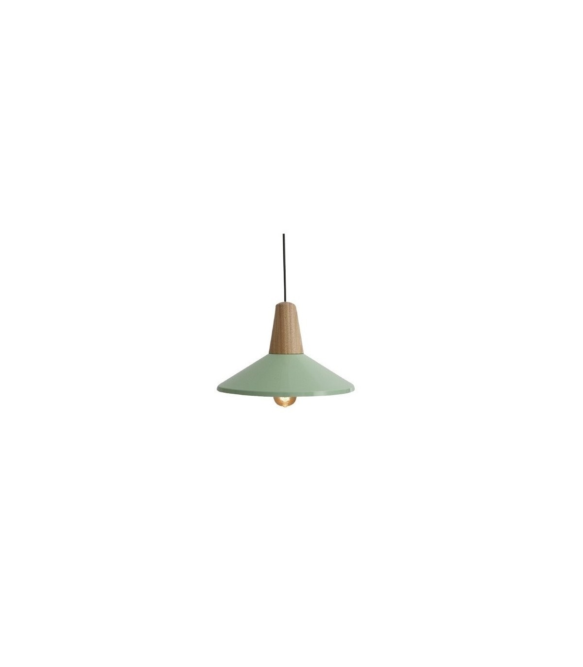 Lampara Colgante Plate E27 1M Madera + Verde
