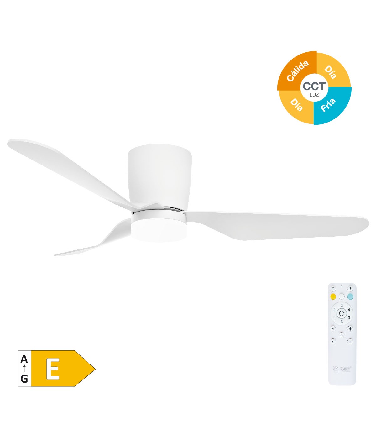 Ventilador Solesia Blanco DC 15W 1534Lm 3 Aspas Blanco CCT