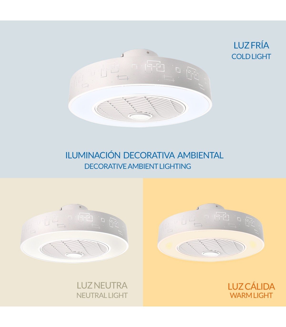 Ventilador de techo Sticks Plus APP DC 36W 2400Lm 5 Aspas Blanco CCT