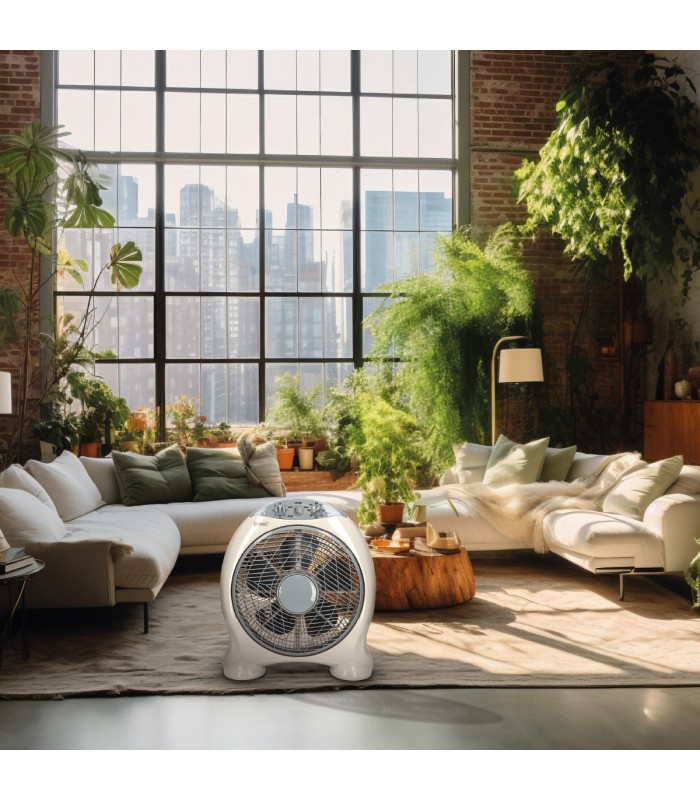 Ventilador Box Fan 50W 32cm Blanco/Gris