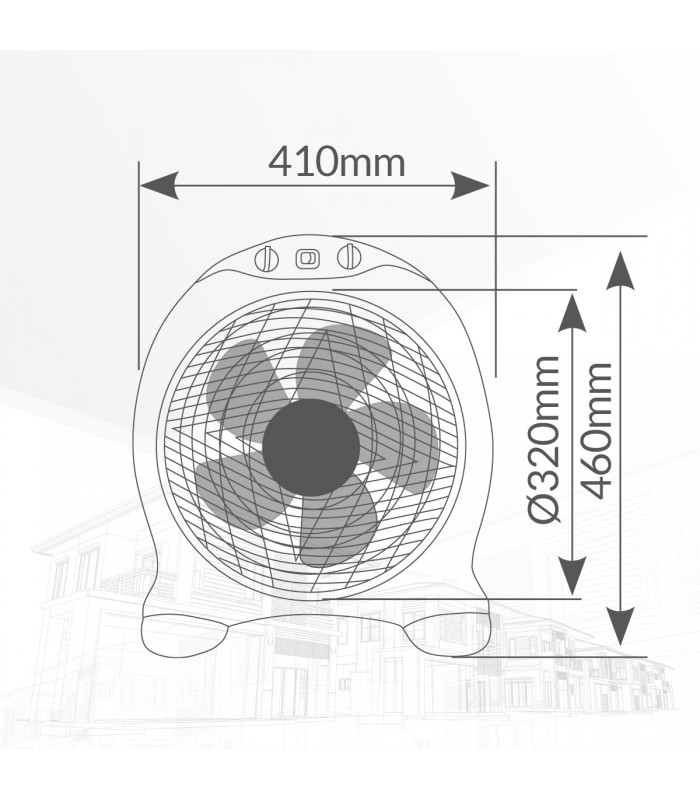 Ventilador Box Fan 50W 32cm Blanco/Gris